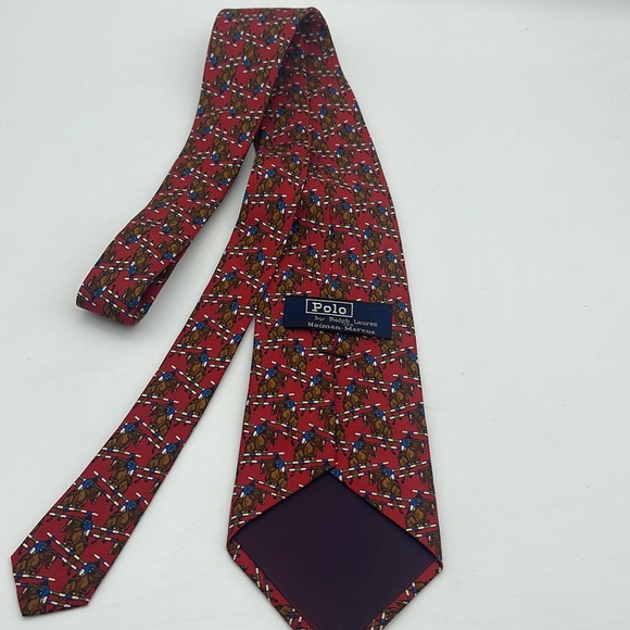Polo Ralph Lauren For Neiman-Marcus Vintage Silk Necktie Tie Horses Equestrian - Picture 4 of 8